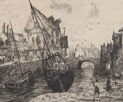 Victor HAMEL : Souvenir de Normandie, 1872 - Gravure originale signée 2