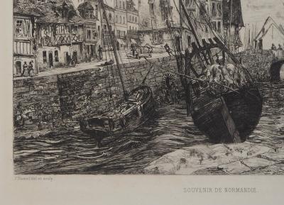 Victor HAMEL : Souvenir de Normandie, 1872 - Gravure originale signée 2