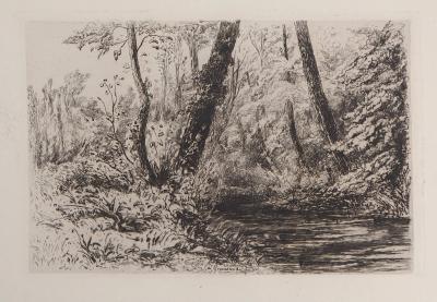 Carel Nicolaas Storm van’ s GRAVESANDE : Souvenir de cressonnières à Veules-en-Caux - Gravure originale signée 2