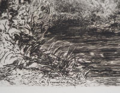 Carel Nicolaas Storm van’ s GRAVESANDE : Souvenir de cressonnières à Veules-en-Caux - Gravure originale signée 2