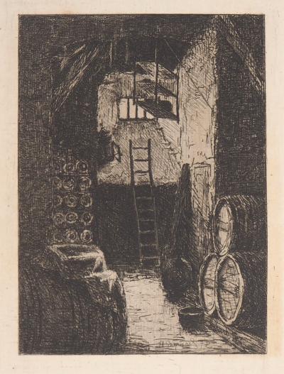 Henri GUERARD: The cellar of Montrouge - Original signed etching 2