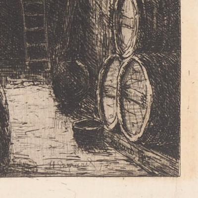 Henri GUERARD: The cellar of Montrouge - Original signed etching 2
