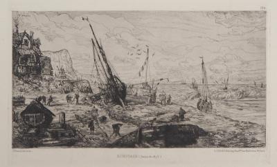 Victor HAMEL : L’Echouage, 1873 - Gravure originale signée 2