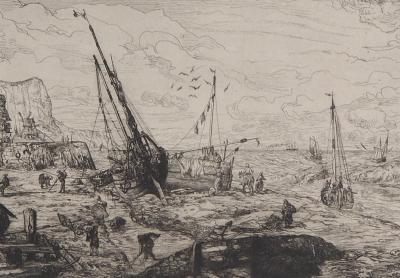 Victor HAMEL : L’Echouage, 1873 - Gravure originale signée 2