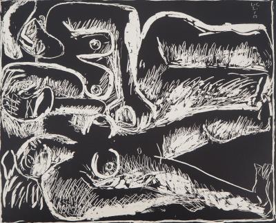 LE CORBUSIER : Trois personnages couchés, 1957 - Lithographie originale signée