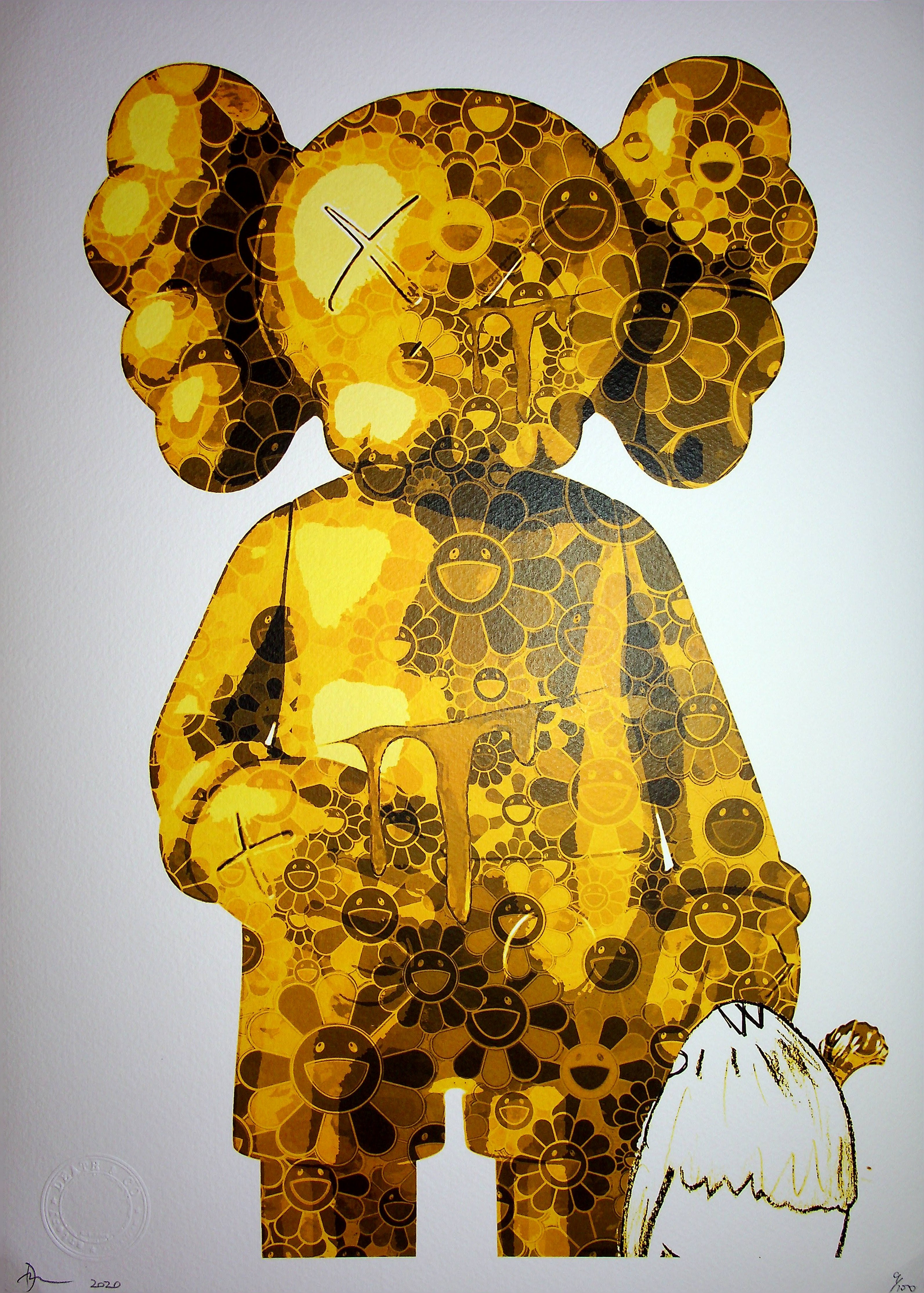 Death NYC - Golden Kaws with Murakami flowers, 2020