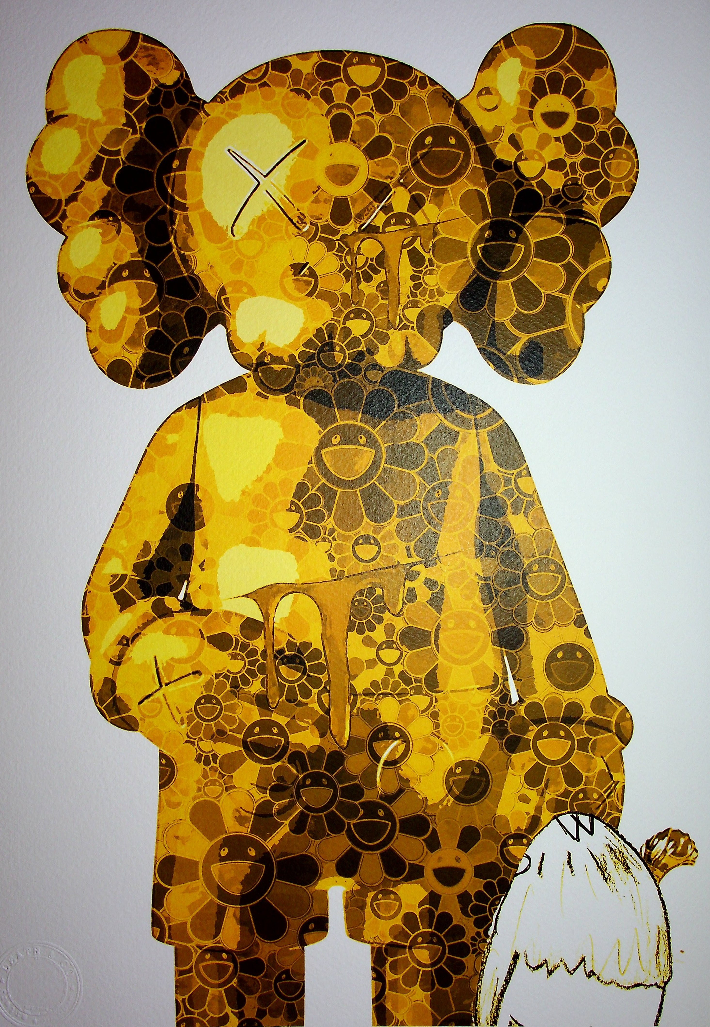 Death NYC - Golden Kaws with Murakami flowers, 2020