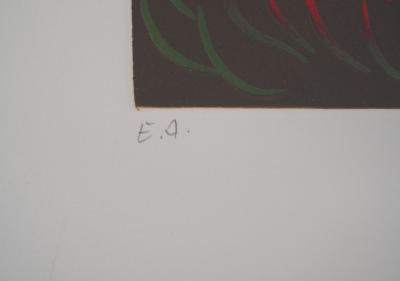 Jacques HEROLD - Fleur de célosie abstraite, 1975 - Gravure originale signée et numérotée 2