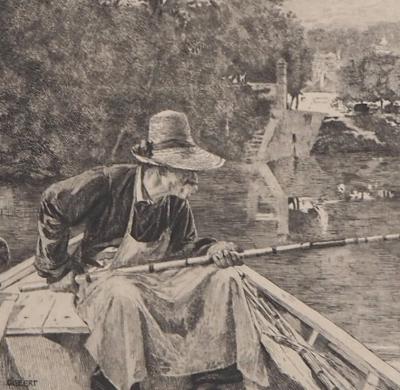 René GILBERT : Le pêcheur à la ligne - Gravure originale signée 2