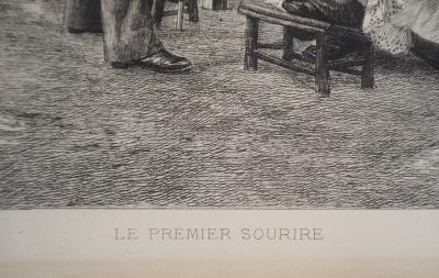 Eugène GIRARDET : Le Premier sourire, 1883 - Gravure originale signée 2