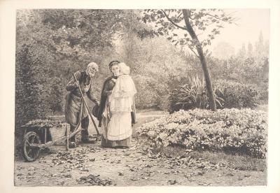 Eugène GIRARDET : Promenade sur l’herbe, 1883 - Gravure originale signée 2