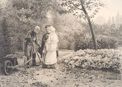 Eugène GIRARDET : Promenade sur l’herbe, 1883 - Gravure originale signée 2
