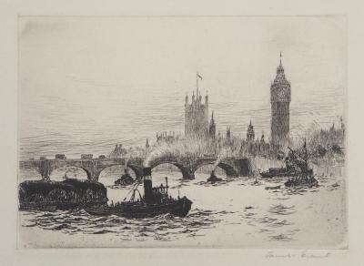 James GRANT : Vue de Westminster, Londres - Gravure originale signée 2