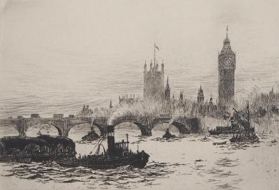 James GRANT : Vue de Westminster, Londres - Gravure originale signée 2
