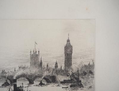 James GRANT : Vue de Westminster, Londres - Gravure originale signée 2