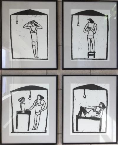 Jean DESMIER - Maîtresses 1,2,3 et 4 - Linogravures originales signées 2