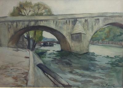 André FIDRIT - Le Pont Royal à Paris , 1900 - Aquarelle signée 2