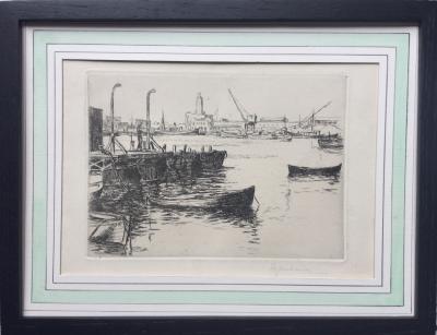Eugène COURNEAU - Le port d’Alger , 1936 - Eau-forte originale signée au crayon 2