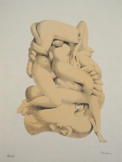 Jules PERAHIM - Corps entremêlés, 1972 - Lithographie signée et numérotée 2