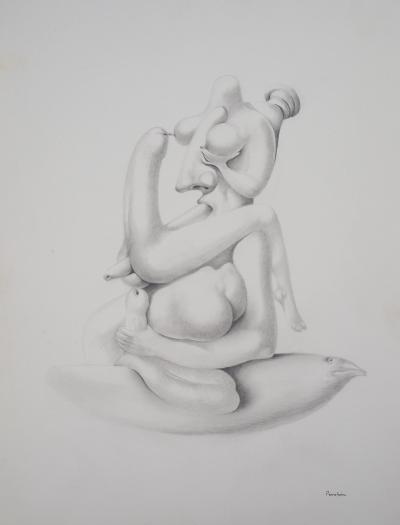 Jules PERAHIM - J’écris dans le sexe de l’univers, 1972 - Dessin original signé 2