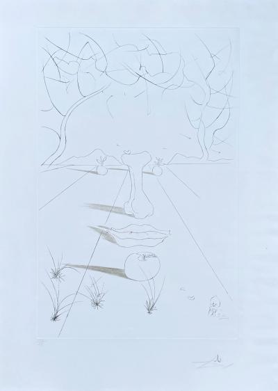 Salvador DALI - Visage surréaliste, 1972  - Gravure originale signée numérotée 2