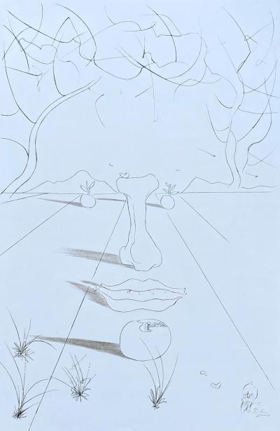 Salvador DALI - Visage surréaliste, 1972  - Gravure originale signée numérotée 2