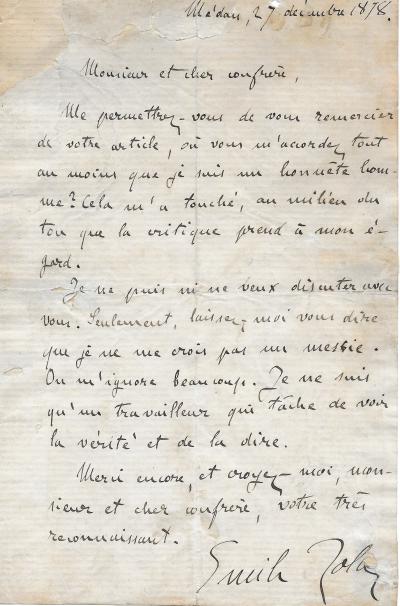 Emile ZOLA - Voir la vérité et la dire - Lettre autographe signée 2