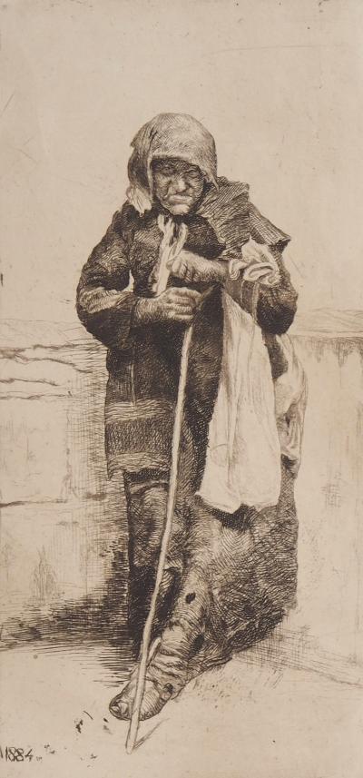Joseph-Paul BLANC : Mendiant, 1884 - Gravure originale signée 2