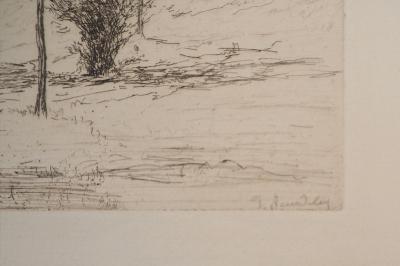 Jacques BOURDELEY : Le chemin montant à Grisy, 1902 - Gravure originale signée 2