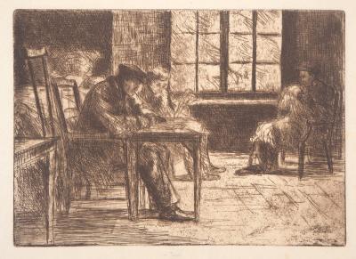 Jacques BOURDELEY : A l’hospice des vieillards, 1903 - Gravure originale 2
