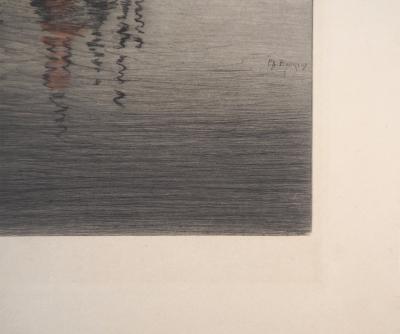 Paul Adrien BOUROUX: Tower Bridge à Londres, 1921 - Gravure originale signée 2