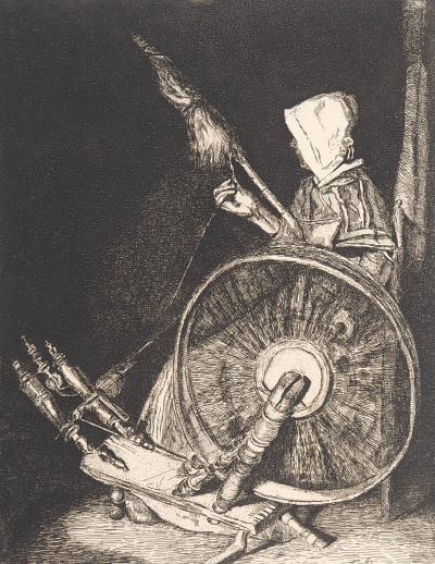 François BONVIN : La fileuse bretonne, 1861 - Gravure originale signée 2