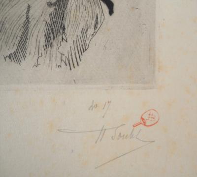 Henri BOUTET : Profil de jeune parisienne, 1886 - Gravure originale signée 2