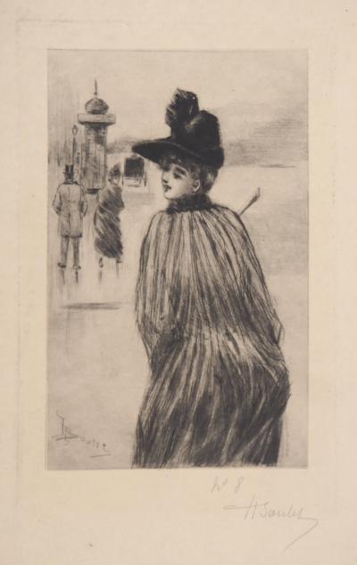 Henri BOUTET : Promenade sur la Place de Concorde - Gravure originale signée 2