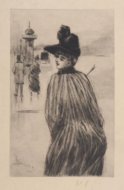 Henri BOUTET : Promenade sur la Place de Concorde - Gravure originale signée 2