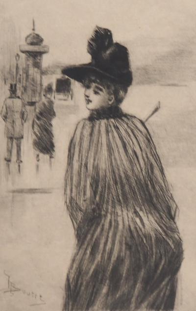 Henri BOUTET : Promenade sur la Place de Concorde - Gravure originale signée 2