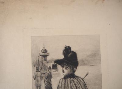 Henri BOUTET : Promenade sur la Place de Concorde - Gravure originale signée 2