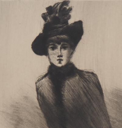 Henri BOUTET : Femme parisienne en course - Gravure originale signée 2