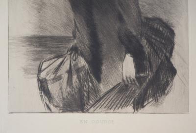 Henri BOUTET : Femme parisienne en course - Gravure originale signée 2
