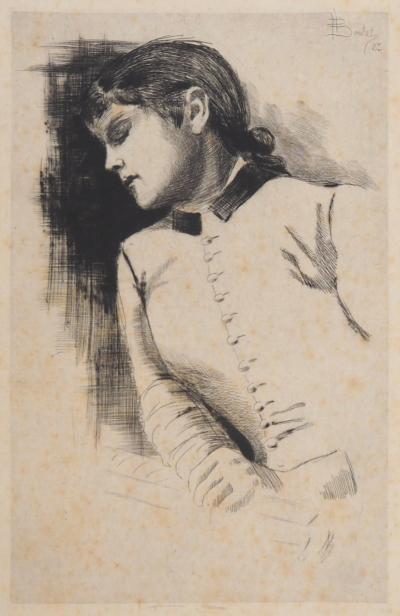Henri BOUTET : En rêverie, 1883 - Gravure originale signée 2