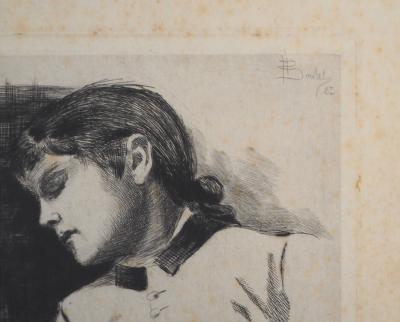 Henri BOUTET : En rêverie, 1883 - Gravure originale signée 2