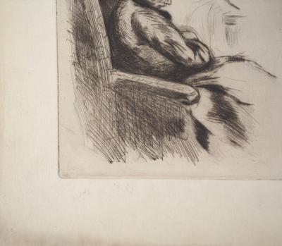 Henri BOUTET : Portrait de femme âgée assise - Gravure originale 2
