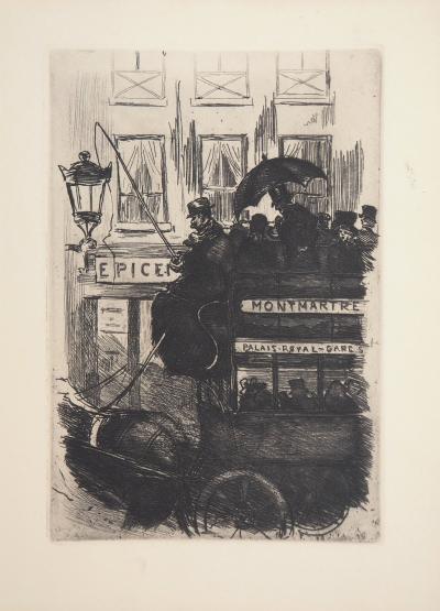 Henri BOUTET : Le Cocher d’omnibus à Montmartre - Gravure originale 2