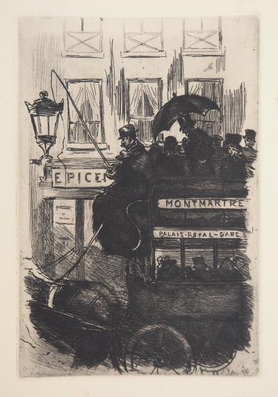 Henri BOUTET : Le Cocher d’omnibus à Montmartre - Gravure originale 2