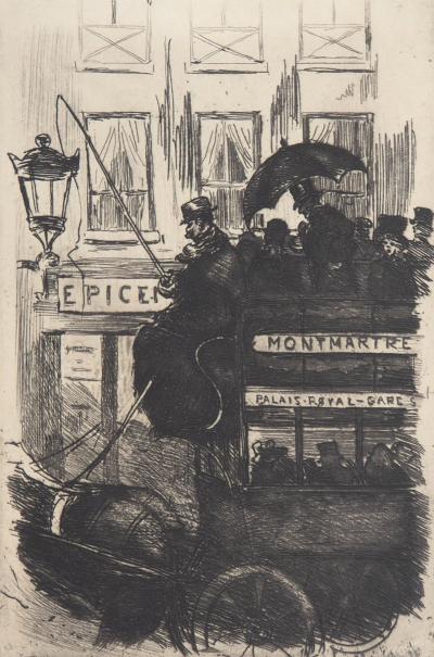 Henri BOUTET : Le Cocher d’omnibus à Montmartre - Gravure originale 2