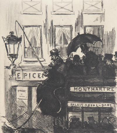 Henri BOUTET : Le Cocher d’omnibus à Montmartre - Gravure originale 2