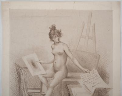 Henri BOUTET : Modèle dans un atelier, 1897 - Lithographie originale signée 2