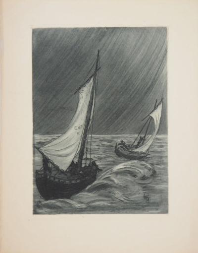 Henri BOUTET : Barques de pêche - Gravure originale signée 2