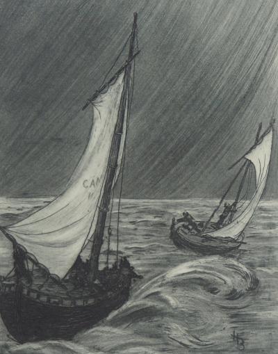 Henri BOUTET : Barques de pêche - Gravure originale signée 2