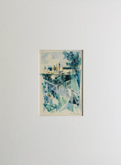 Camille HILAIRE - La Cathédrale de Metz, 1954 - Aquarelle originale signée 2